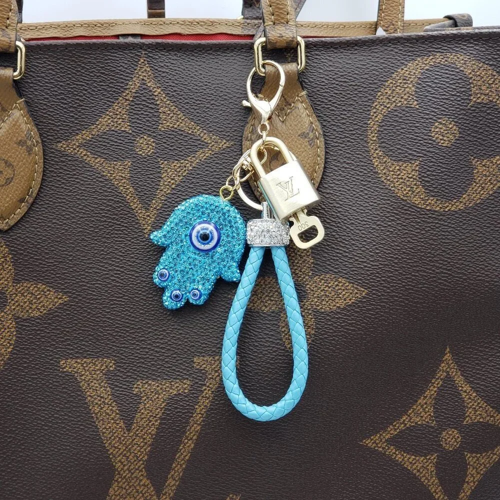 Authentic Louis Vuitton Gold Lock & Key 🔑 w/ Unbranded Evil Eye KeyCharm